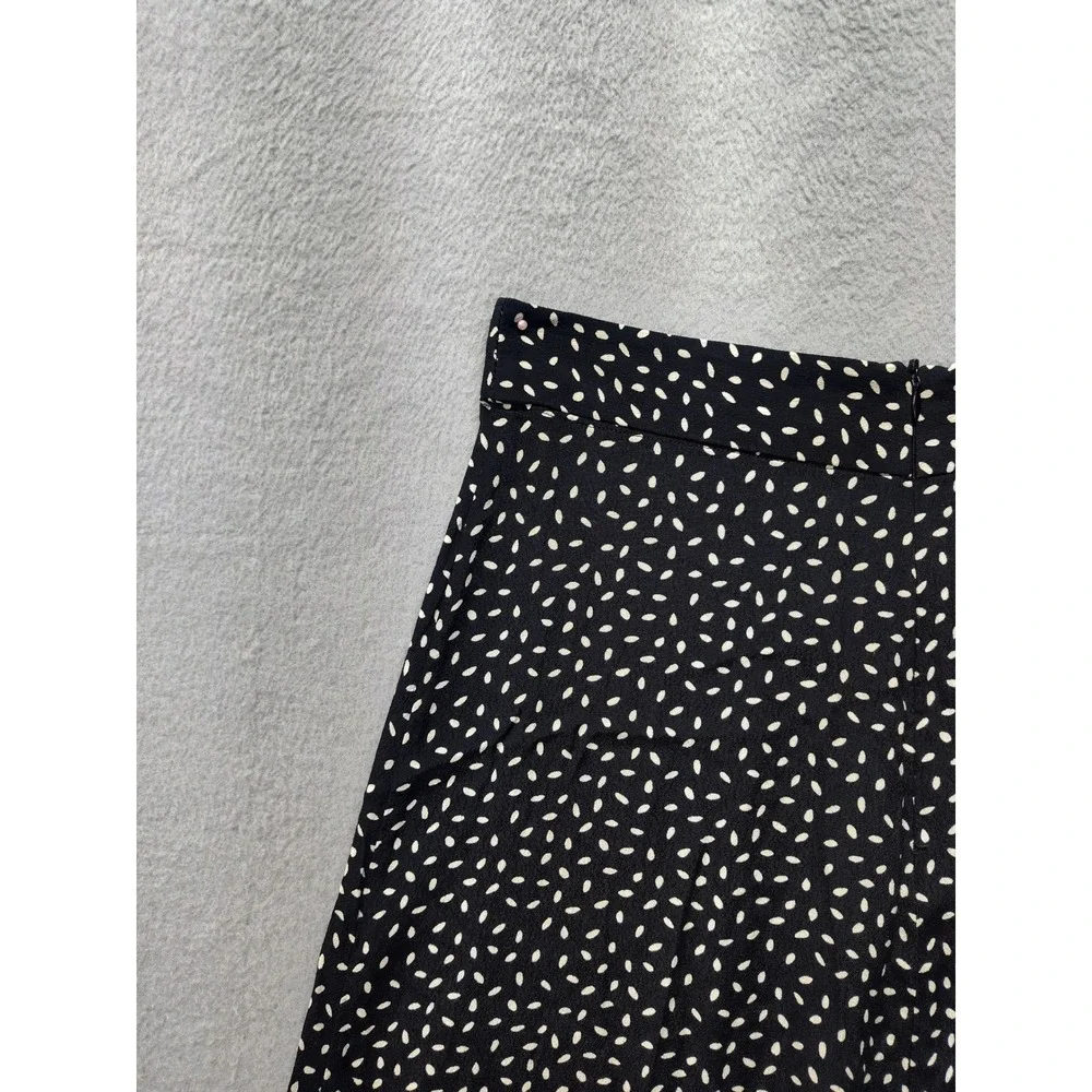 MNG Mango Black White Seed Print Midi Skirt Womens XXS High Waist A-Line Flowy